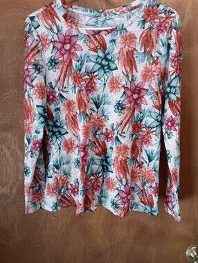 Blue Sol Women’s Floral Long-Sleeve Top in Coral & Teal